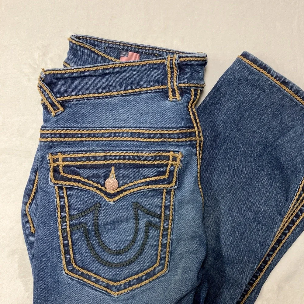 True Religion Rope Stitch Jeans Relaxed Straight Flap Pocket 34 Fit 36x28 USA